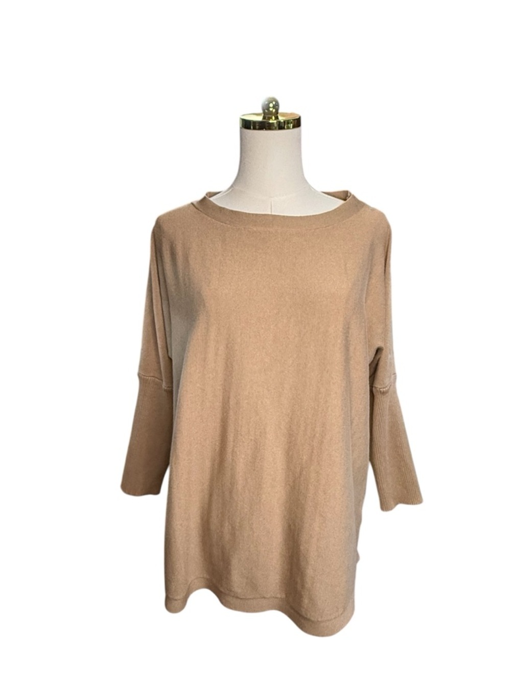 Cable & Gauge Tan Brown 3/4 Length Sleeve Button Embellished Sweater Size XL